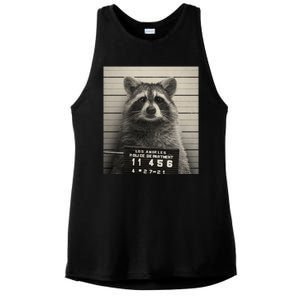 Raccoon Mugshot Funny Parody Ladies PosiCharge Tri-Blend Wicking Tank