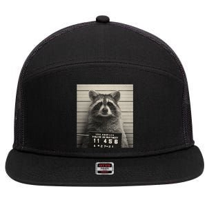 Raccoon Mugshot Funny Parody 7 Panel Mesh Trucker Snapback Hat