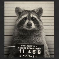 Raccoon Mugshot Funny Parody 7 Panel Mesh Trucker Snapback Hat