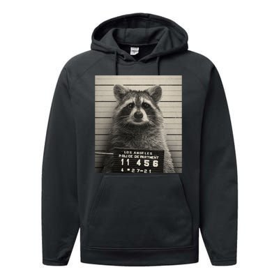 Raccoon Mugshot Funny Parody Performance Fleece Hoodie