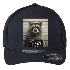 Raccoon Mugshot Funny Parody Flexfit Unipanel Trucker Cap