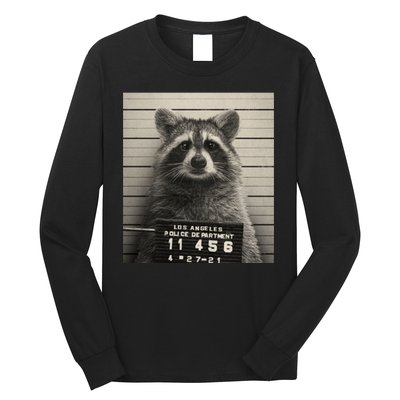 Raccoon Mugshot Funny Parody Long Sleeve Shirt