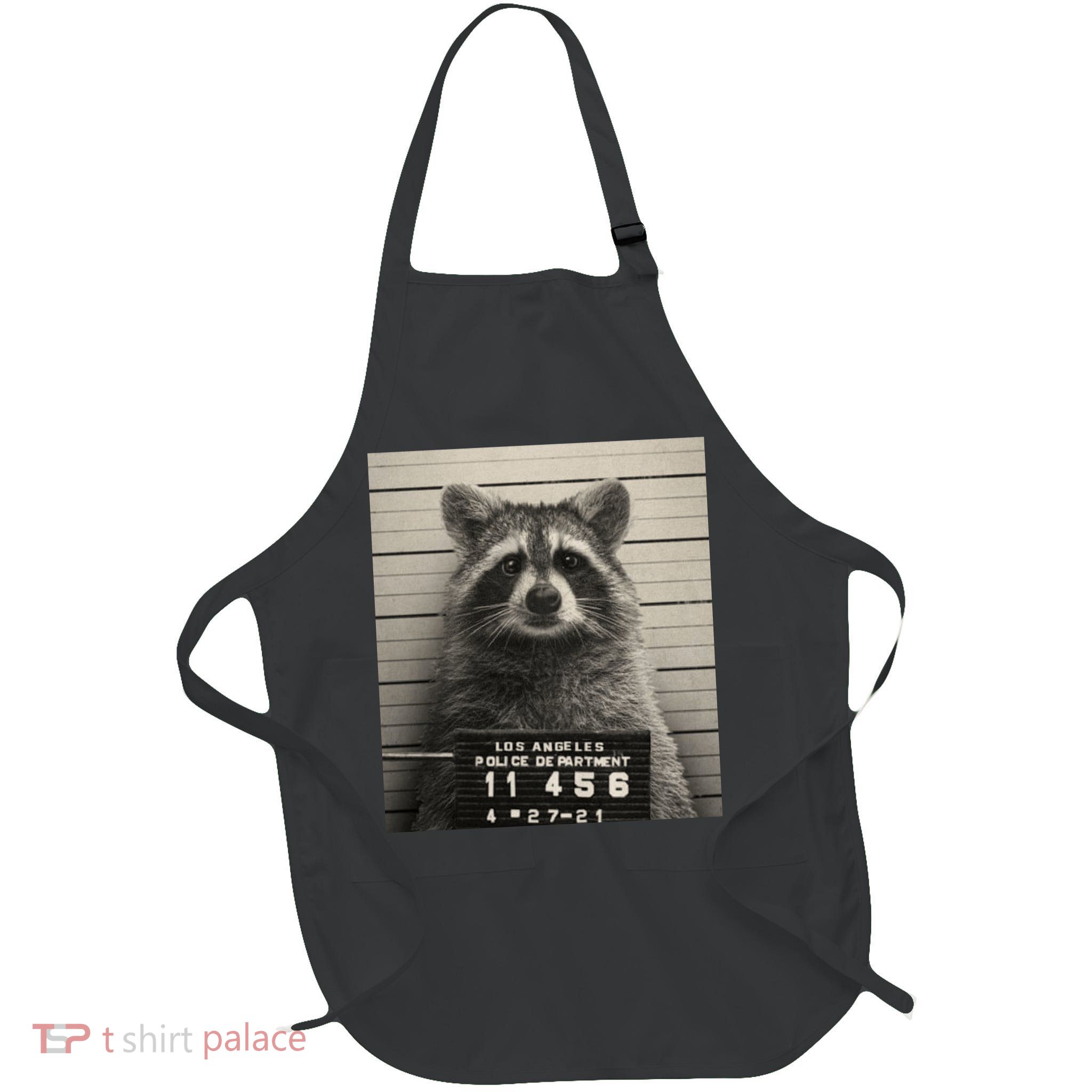 Raccoon Mugshot Funny Parody Full-Length Apron With Pockets