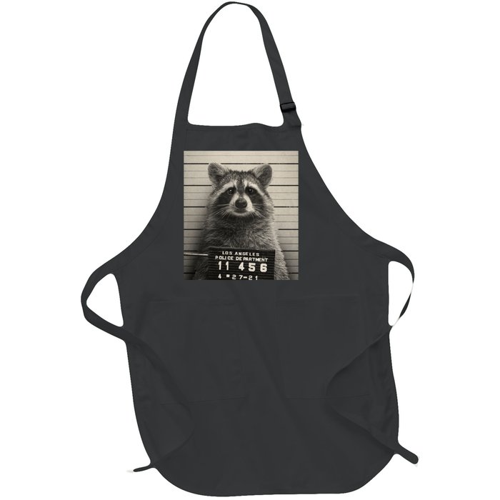 Raccoon Mugshot Funny Parody Full-Length Apron With Pockets