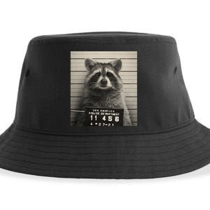 Raccoon Mugshot Funny Parody Sustainable Bucket Hat