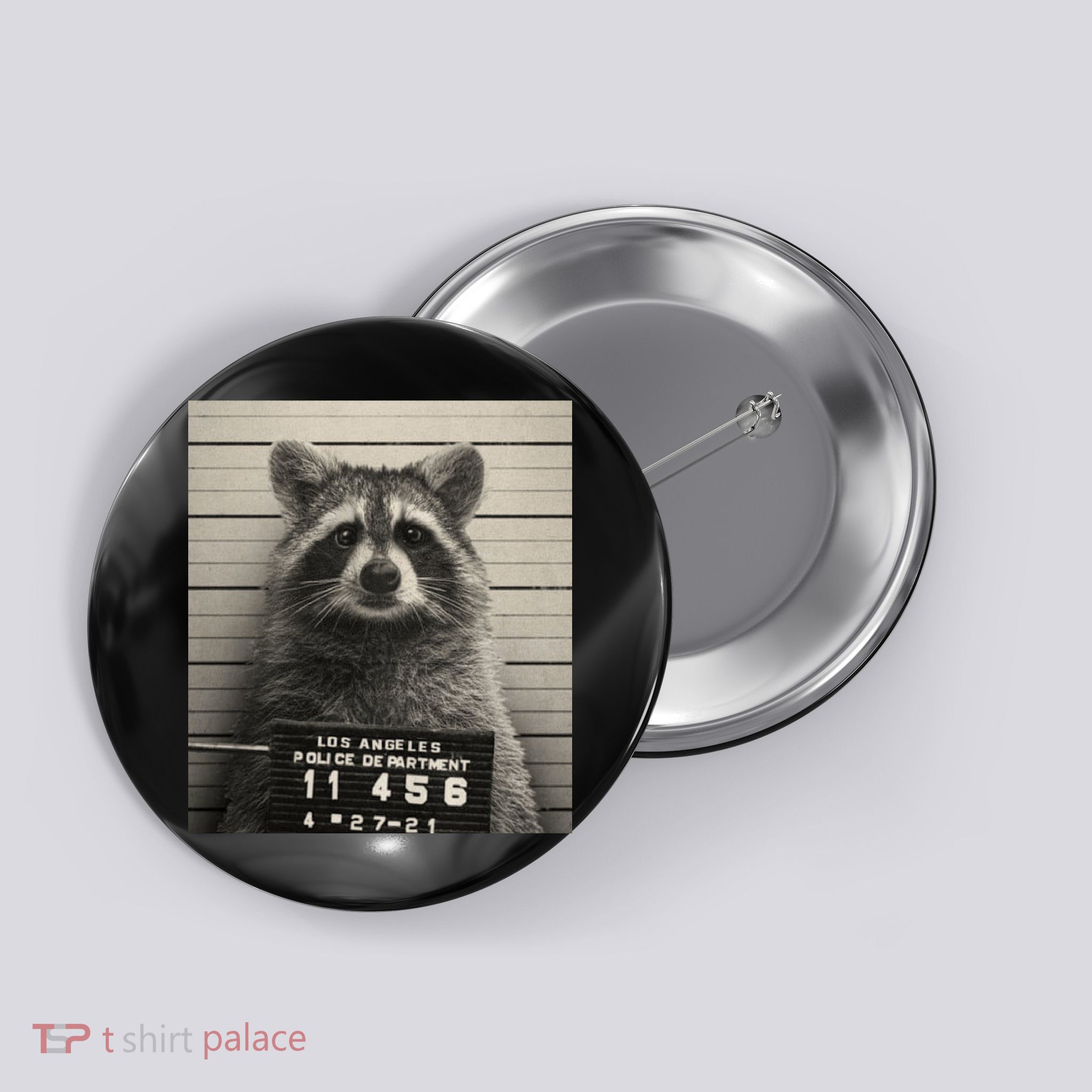Raccoon Mugshot Funny Parody Button