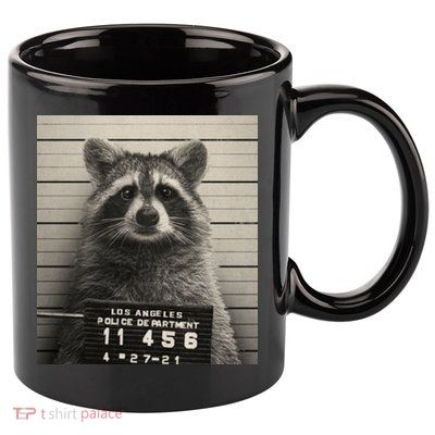 Raccoon Mugshot Funny Parody 11oz C Handle Ceramic Mug