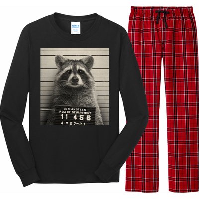 Raccoon Mugshot Funny Parody Long Sleeve Pajama Set