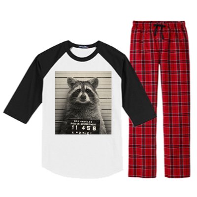 Raccoon Mugshot Funny Parody Raglan Sleeve Pajama Set