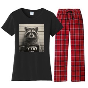 Raccoon Mugshot Funny Parody Women's Flannel Pajama Set