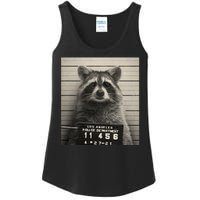 Raccoon Mugshot Funny Parody Ladies Essential Tank