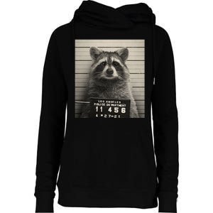 Raccoon Mugshot Funny Parody Womens Funnel Neck Pullover Hood