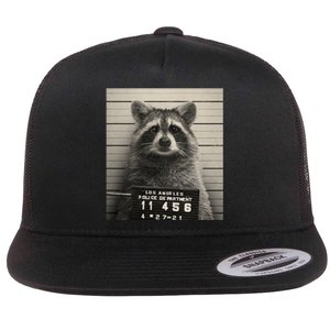 Raccoon Mugshot Funny Parody Flat Bill Trucker Hat