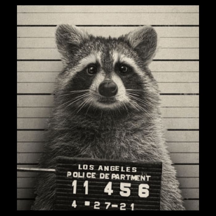 Raccoon Mugshot Funny Parody Flatbill Hat
