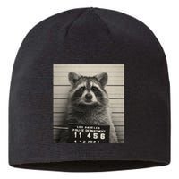 Raccoon Mugshot Funny Parody Sustainable Beanie