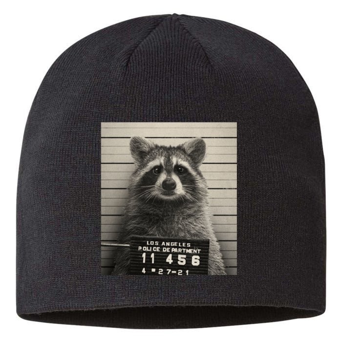 Raccoon Mugshot Funny Parody Sustainable Beanie