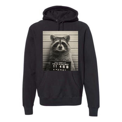 Raccoon Mugshot Funny Parody Premium Hoodie