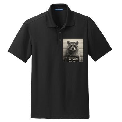 Raccoon Mugshot Funny Parody Dry Zone Grid Polo