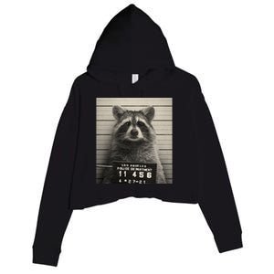 Raccoon Mugshot Funny Parody Crop Fleece Hoodie