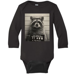 Raccoon Mugshot Funny Parody Baby Long Sleeve Bodysuit