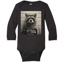 Raccoon Mugshot Funny Parody Baby Long Sleeve Bodysuit