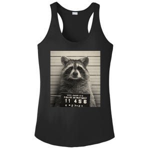 Raccoon Mugshot Funny Parody Ladies PosiCharge Competitor Racerback Tank