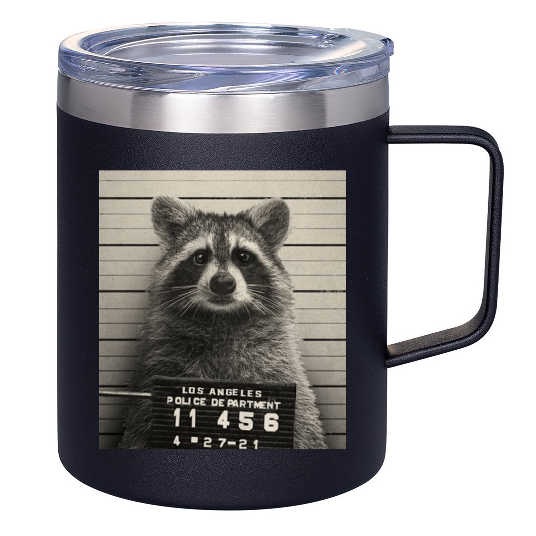 Raccoon Mugshot Funny Parody 12oz Stainless Steel Coffee Mug