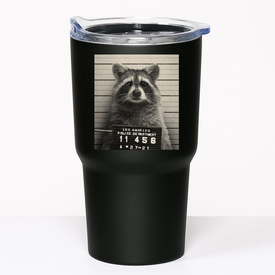 Raccoon Mugshot Funny Parody Tumbler