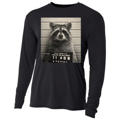 Raccoon Mugshot Funny Parody Cooling Performance Long Sleeve Crew