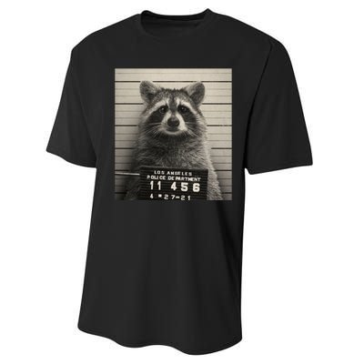 Raccoon Mugshot Funny Parody Performance Sprint T-Shirt