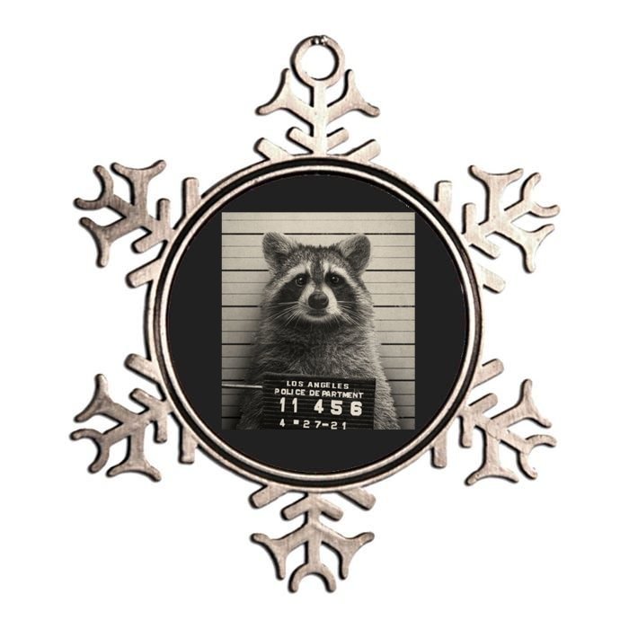 Raccoon Mugshot Funny Parody Metallic Star Ornament