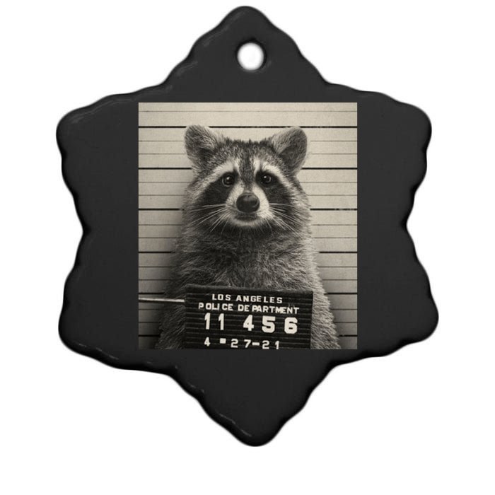 Raccoon Mugshot Funny Parody Ceramic Star Ornament