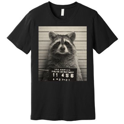 Raccoon Mugshot Funny Parody Premium T-Shirt