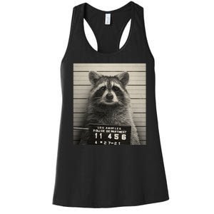 Raccoon Mugshot Funny Parody Women's Racerback Tank