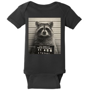 Raccoon Mugshot Funny Parody Baby Bodysuit