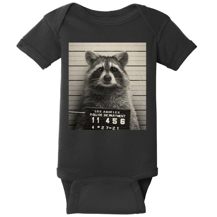 Raccoon Mugshot Funny Parody Baby Bodysuit