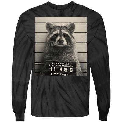 Raccoon Mugshot Funny Parody Tie-Dye Long Sleeve Shirt