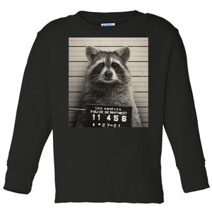 Raccoon Mugshot Funny Parody Toddler Long Sleeve Shirt