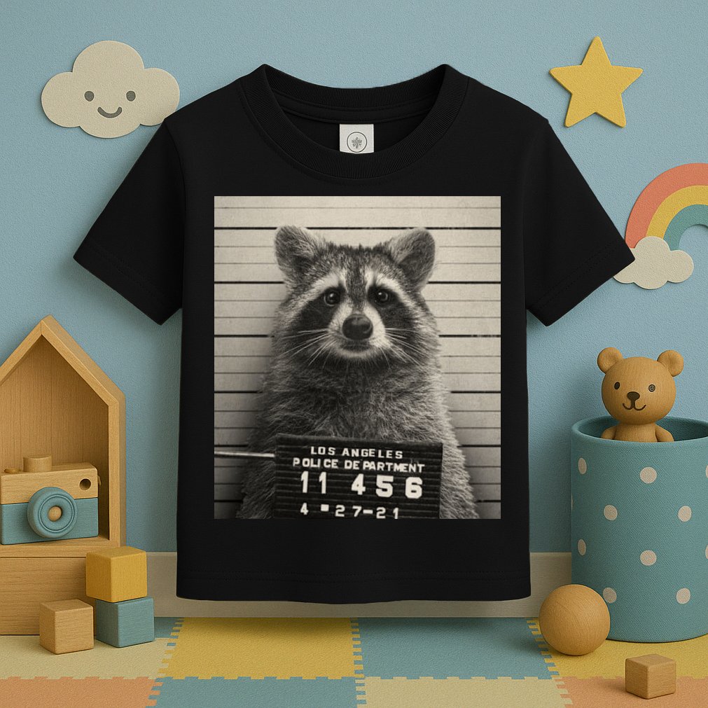 Raccoon Mugshot Funny Parody Toddler T-Shirt