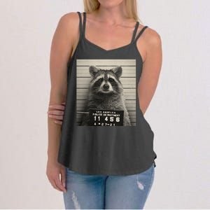 Raccoon Mugshot Funny Parody Women's Strappy Tank