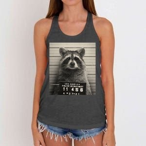 Raccoon Mugshot Funny Parody Women's Knotted Racerback Tank