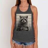 Raccoon Mugshot Funny Parody Women's Knotted Racerback Tank