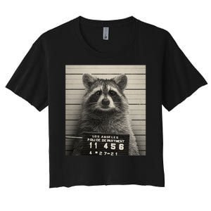 Raccoon Mugshot Funny Parody Women's Crop Top Tee