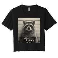 Raccoon Mugshot Funny Parody Women's Crop Top Tee