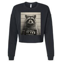 Raccoon Mugshot Funny Parody Cropped Pullover Crew