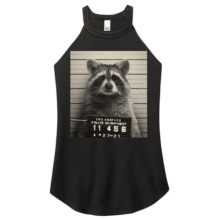 Raccoon Mugshot Funny Parody Women's Perfect Tri Rocker Tank