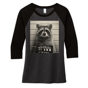 Raccoon Mugshot Funny Parody Women's Tri-Blend 3/4-Sleeve Raglan Shirt