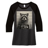 Raccoon Mugshot Funny Parody Women's Tri-Blend 3/4-Sleeve Raglan Shirt