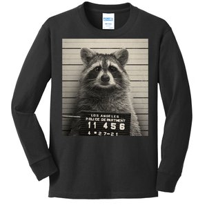 Raccoon Mugshot Funny Parody Kids Long Sleeve Shirt