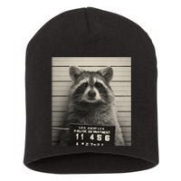 Raccoon Mugshot Funny Parody Short Acrylic Beanie